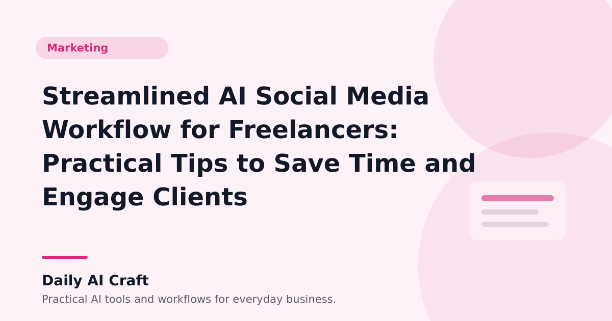 Streamlined AI Social Media Workflow for Freelancers: Practical Tips to Save Time and Engage Clients - Daily AI Craft