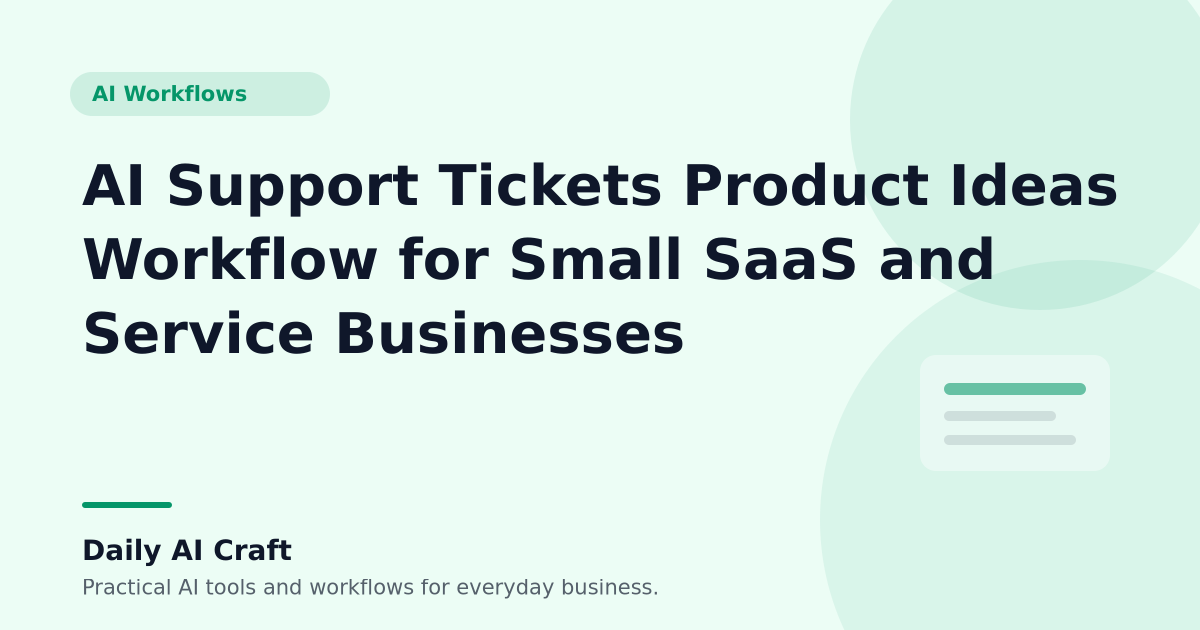 AI Support Tickets Product Ideas Workflow for Small SaaS and Service Businesses - Daily AI Craft