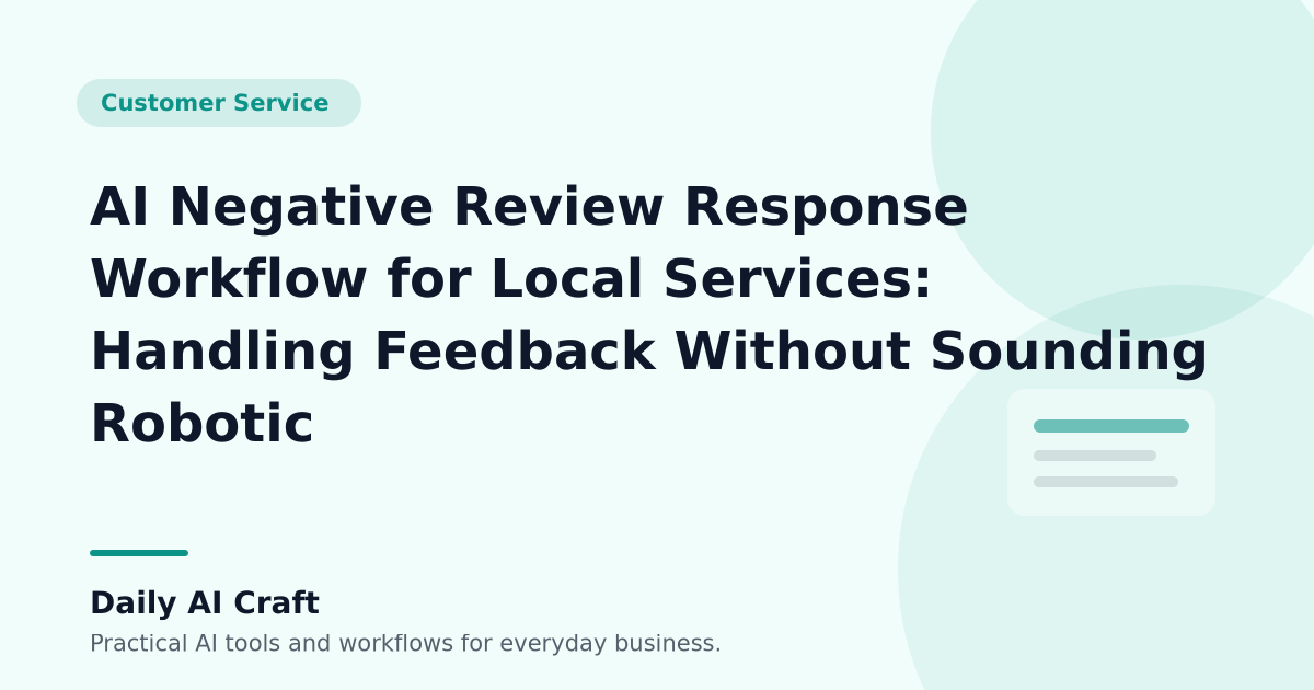 AI Negative Review Response Workflow for Local Services: Handling Feedback Without Sounding Robotic - Daily AI Craft