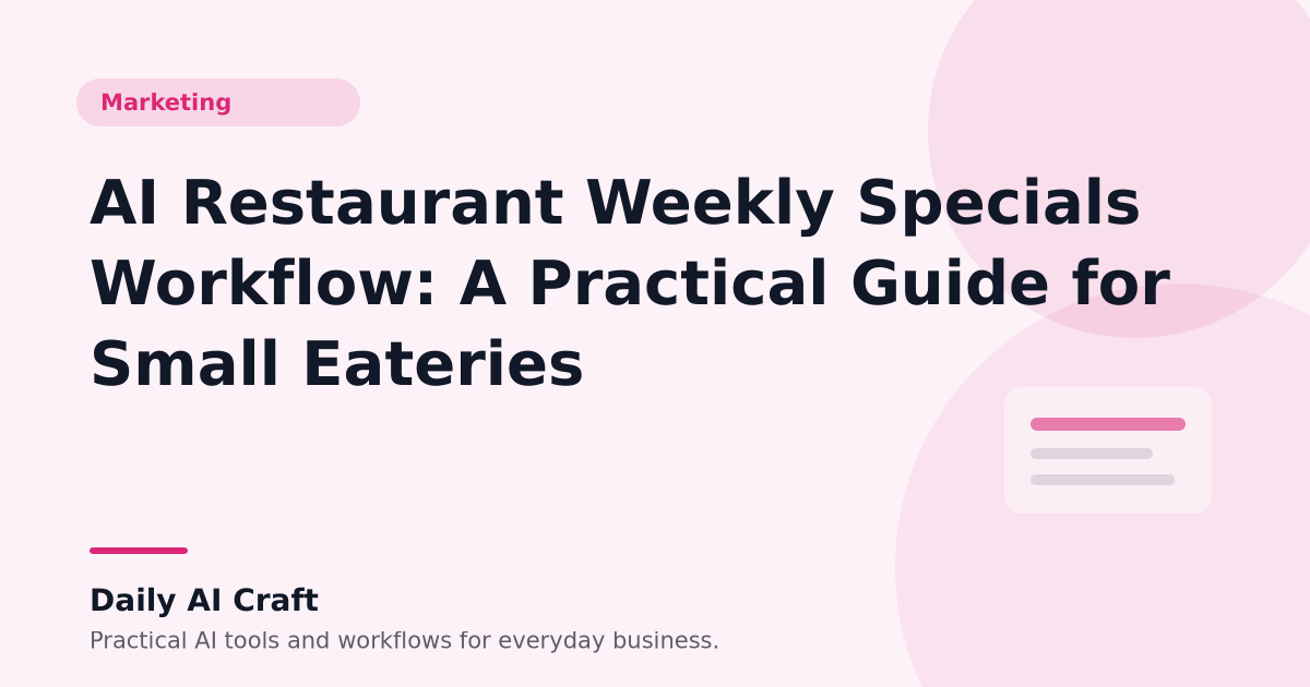 AI Restaurant Weekly Specials Workflow: A Practical Guide for Small Eateries - Daily AI Craft