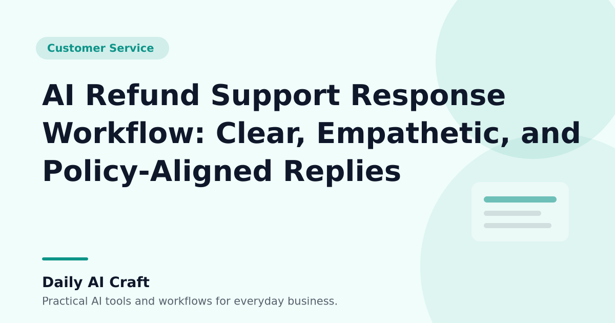 AI Refund Support Response Workflow: Clear, Empathetic, and Policy-Aligned Replies - Daily AI Craft