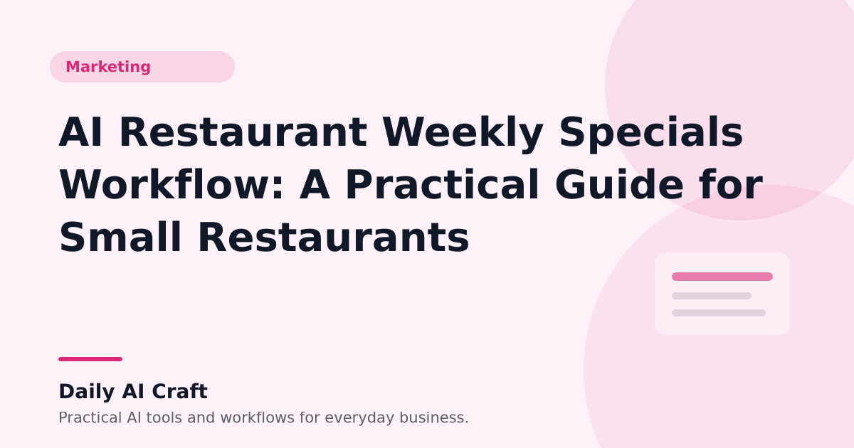 AI Restaurant Weekly Specials Workflow: A Practical Guide for Small Restaurants - Daily AI Craft