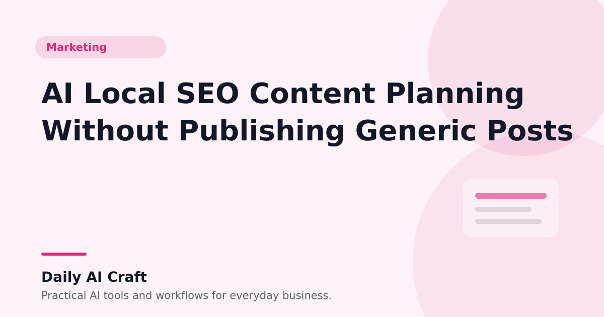 AI Local SEO Content Planning Without Publishing Generic Posts - Daily AI Craft